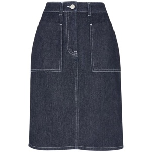 Whistles Dark Denim Contrast Stitch Midi Skirt
